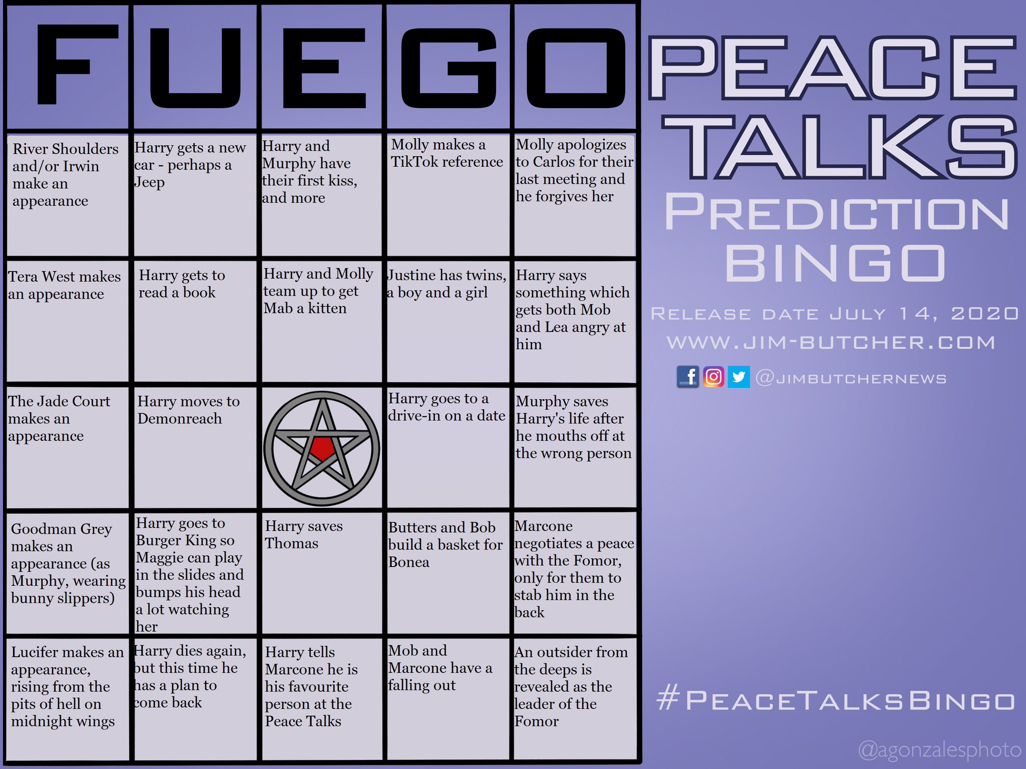 Peace Talks Bingo Jim Butcher